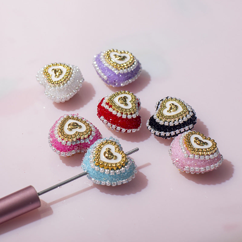 Wholesale Acrylic Rhinestones with Large Peach Heart Beads